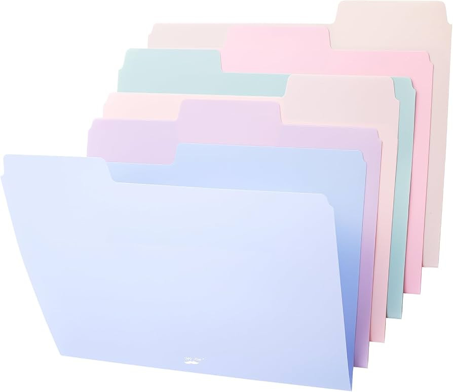 Mr. Pen- Pastel Poly File Folders, 1/3 Cut Tab, 6 Pack, Letter Size, Colored File Folders, Letter... | Amazon (US)