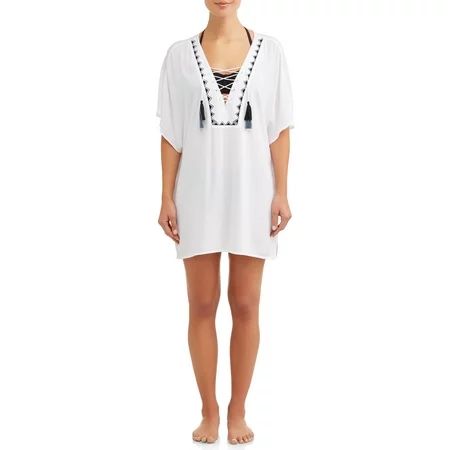 Women's Lace Up Embroidered Cover-Up | Walmart (US)