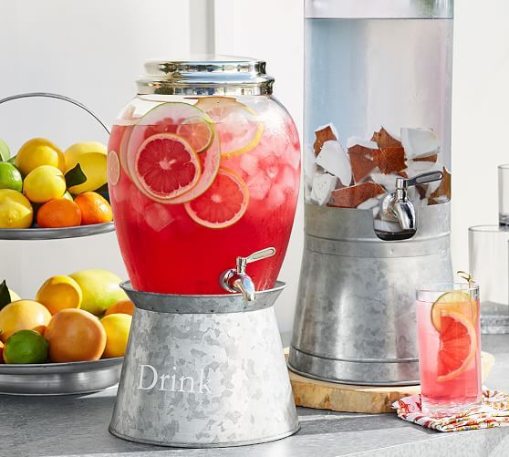 Galvanized Drink Dispenser Stand | Pottery Barn (US)