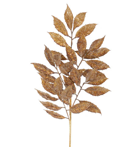 Gold Glitter Laurel Leaf Spray | 305 Deco Living & Co