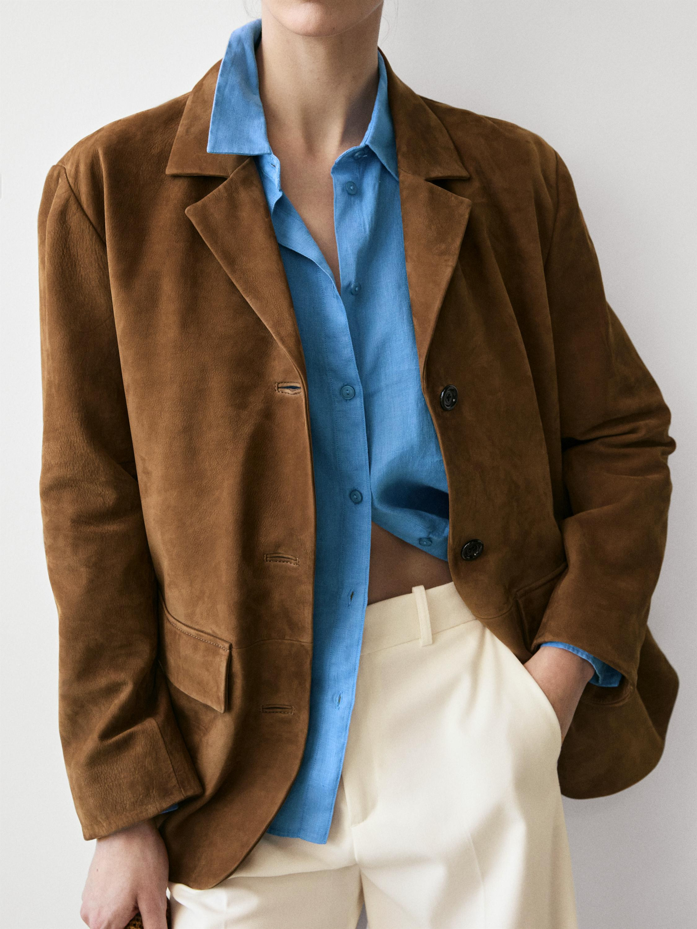 100% Suede lapel blazer | Massimo Dutti UK