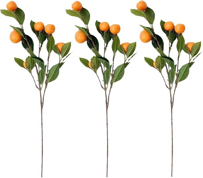 Comanlai 3pcs Artificial Tangerine Branches, Simulation Orange Branch, Kumquat Tangerine Branch L... | Amazon (US)