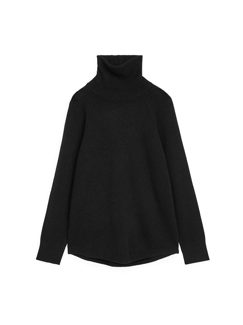 Rollkragenpullover mit Raglanärmeln, aus Kaschmir - Schwarz - Knitwear - ARKET DE | ARKET (EU)