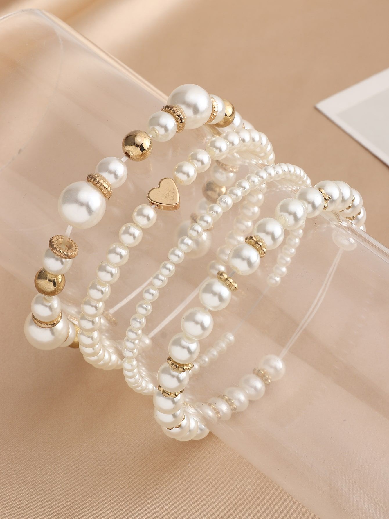 4pcs Faux Pearl Decor Bracelet | SHEIN