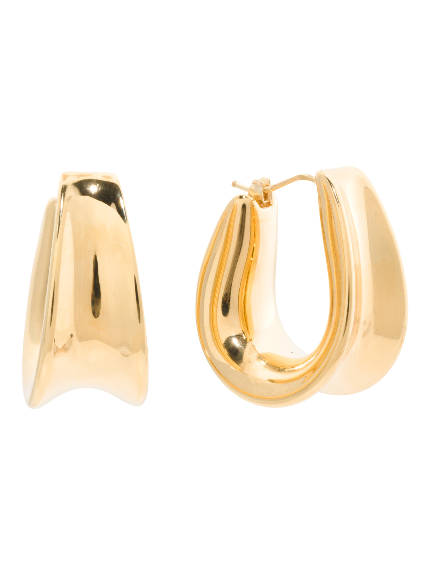 Made In Italy 14k Gold Concave Elongated Hoop Earrings | TJ Maxx