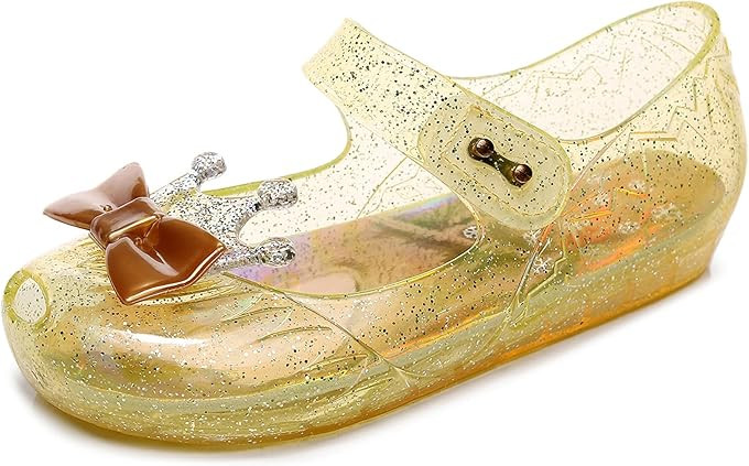 Jelly Shoes for Girls Princess Dress Up Flat Sandals for Toddler Cosplay Clear Glitter Jellies Ma... | Amazon (US)