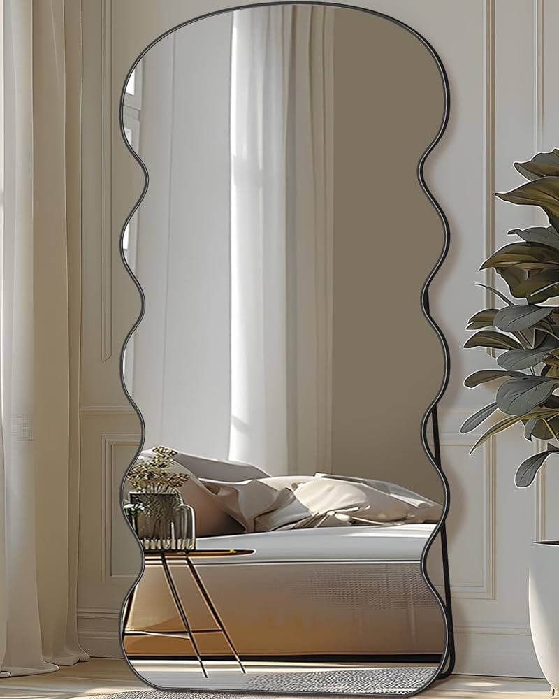 Full Length Mirror, 71"x32" Wave Floor Mirror Freestanding, Floor Standing Full Body Mirror with ... | Amazon (US)