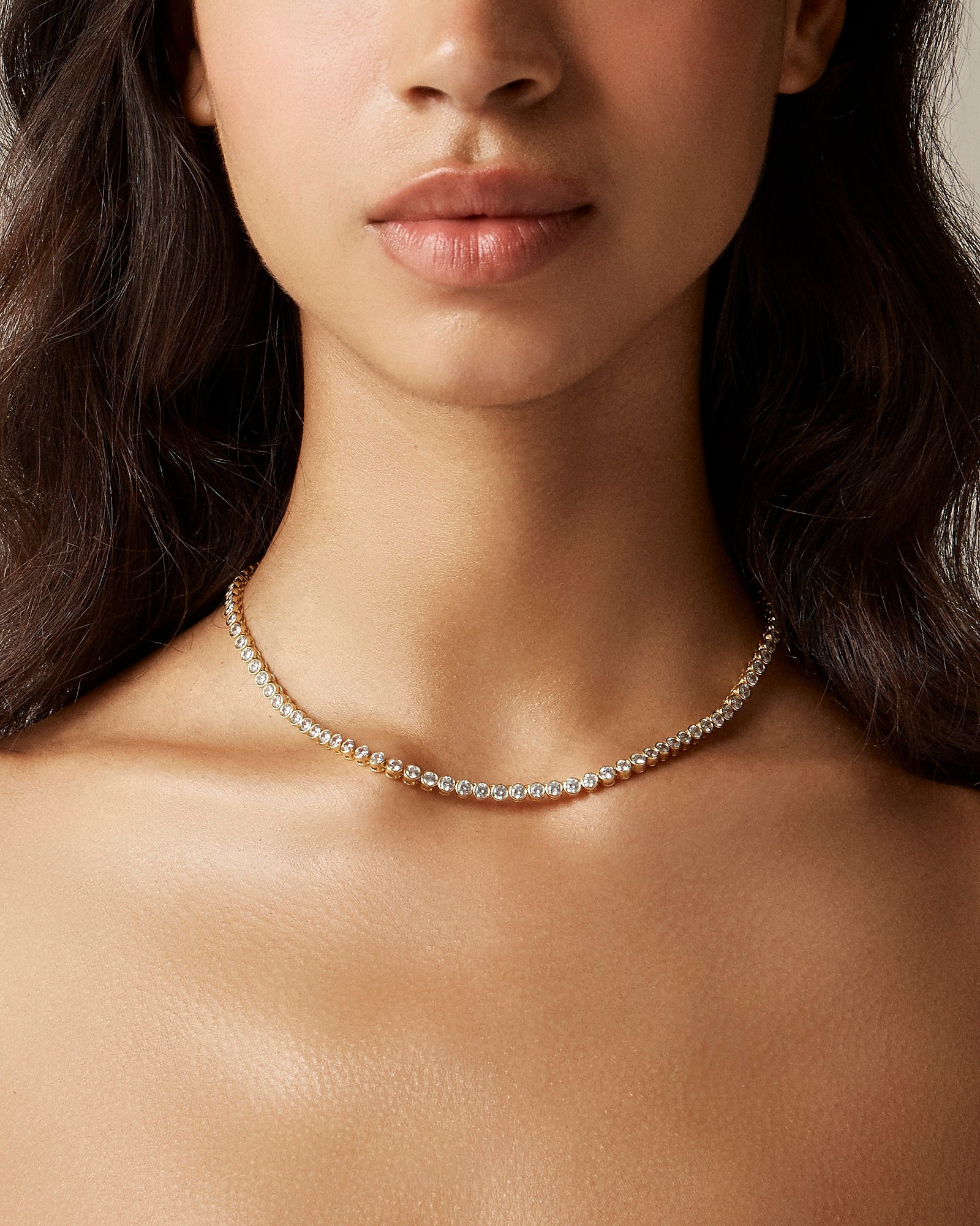 Round cubic zirconia bezel-set tennis necklace | J. Crew US