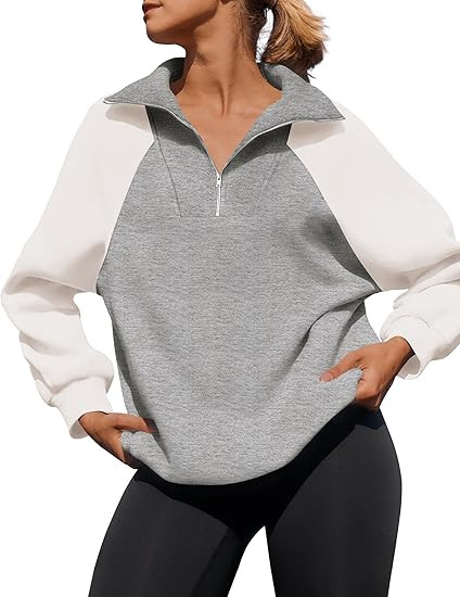 ZESICA Women's Oversized Sweatshirts 2024 Half Zip Long Sleeve Pullover Tops Fall Fashion Color B... | Amazon (US)