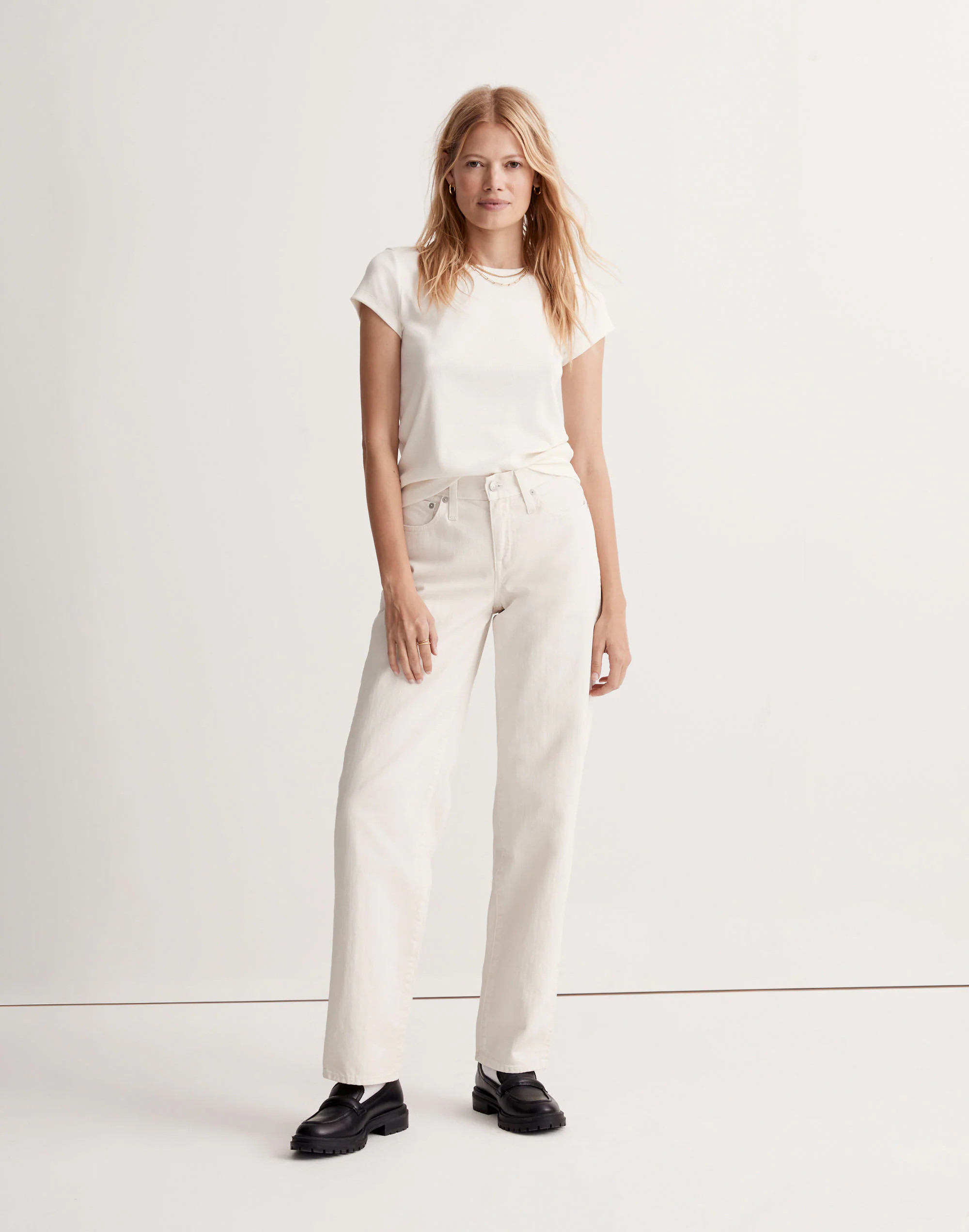 Madewell x Donni Low-Rise Loose Jeans in Antique Cream | Madewell