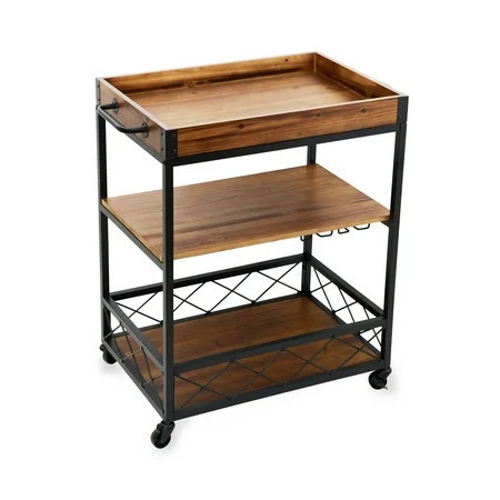 Twine Modern Manor Bar Cart, Portable Bar with Removable Tray, Serving Cart | Walmart (US)