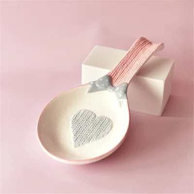 Ceramic Spoon Rest For Stove Top,Cooking Large Spoon Holder For Kitchen Counter/Stove Top/Dining Table, Modern Farmhouse Decor,Pink White | Wayfair North America