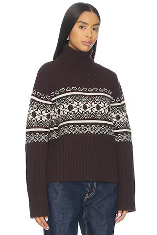 Lovers and Friends Chesca Fair Isle Turtle Neck Sweater in Brown & Ivory from Revolve.com | Revolve Clothing (Global)