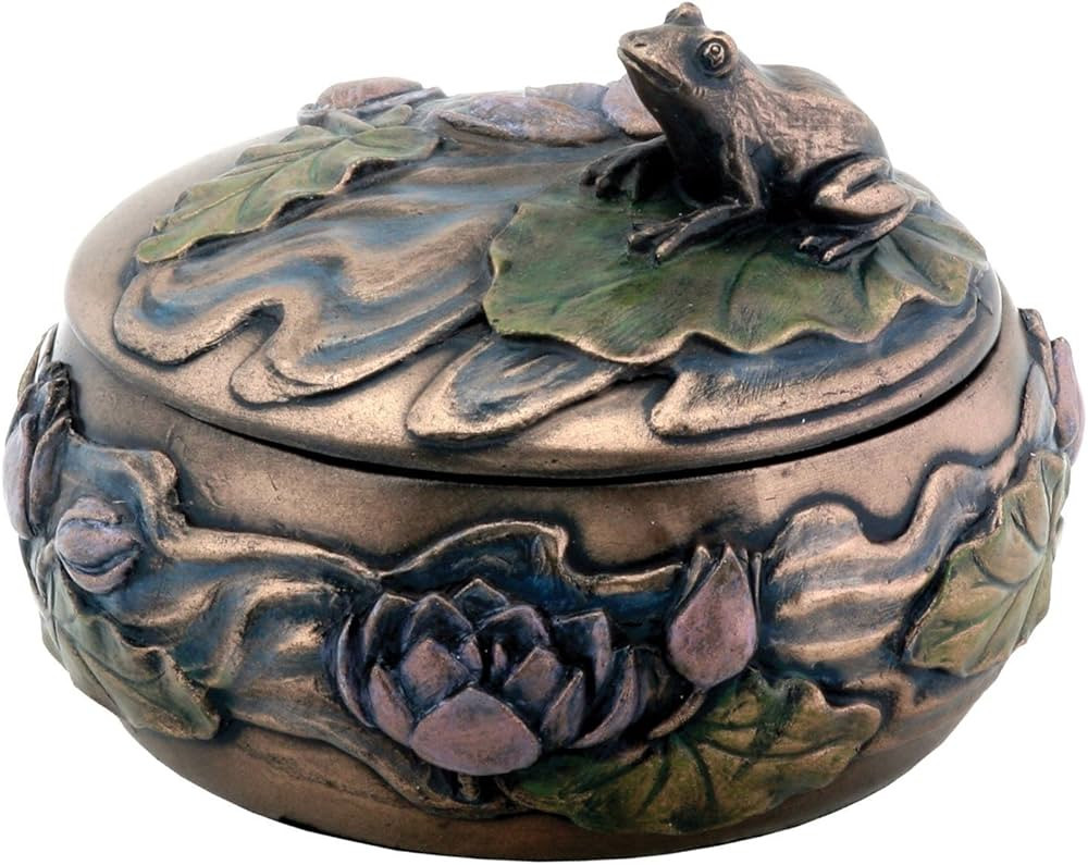 Frog Sitting on Lily Decoration Art Nouveau Design Jewelry Box | Amazon (US)