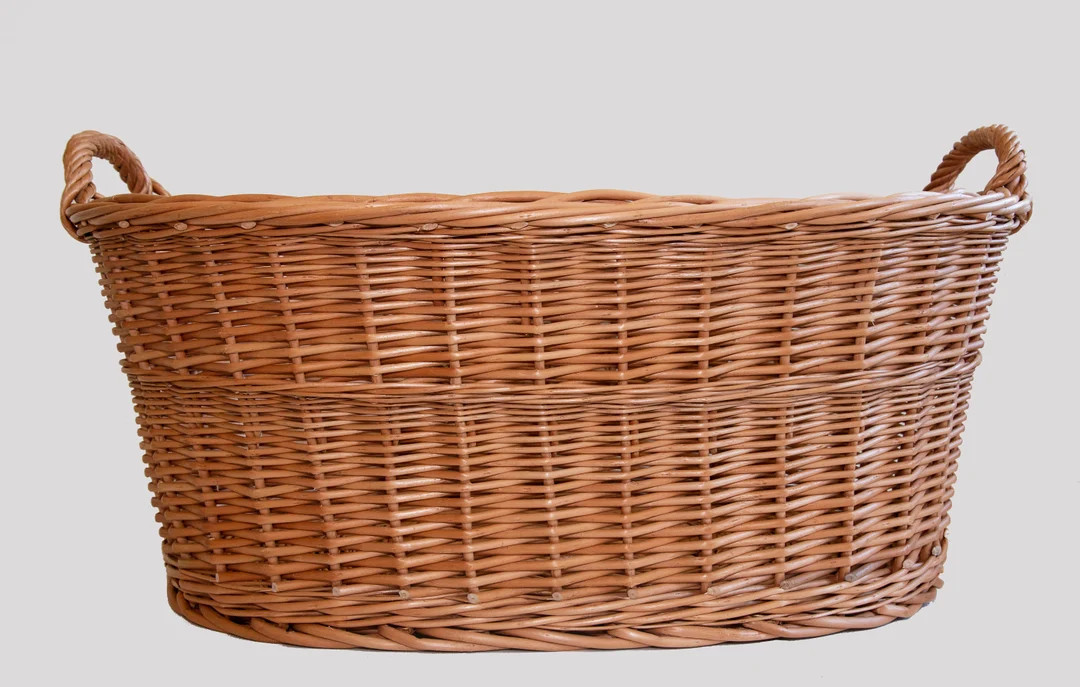 Handmade Wicker Laundry Storage Oval Basket with Handles | Etsy (US)