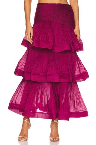 Zimmermann Pleated Midi Skirt in Berry from Revolve.com | Revolve Clothing (Global)
