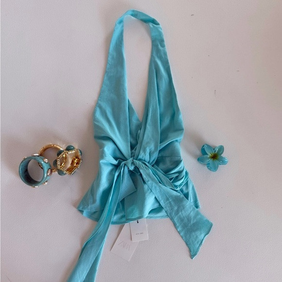 Zara turquesa halter top | Poshmark