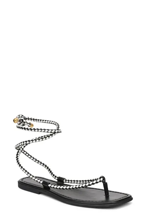 Veronica Beard Carmina Ankle Wrap Sandal in Black/coconut at Nordstrom, Size 10 | Nordstrom