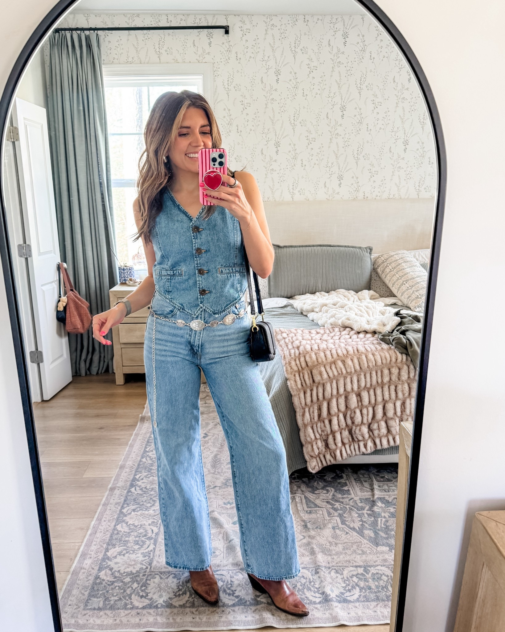 Country concert outfit! Denim on denim for spring! Small in vest, 27 in jeans. I sized down in the boots. 

#LTKSaleAlert #LTKTall #LTKOver40