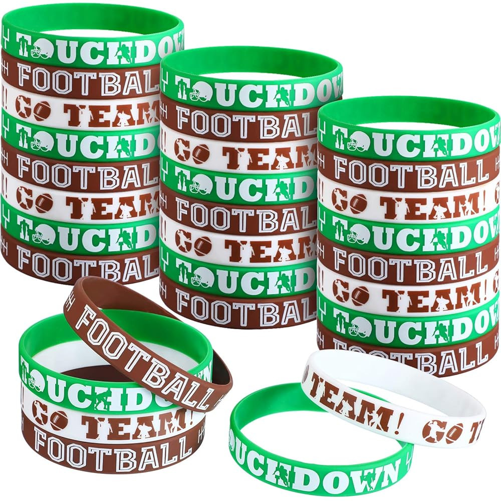 30 Pieces Football Party Silicone Bracelets Rubber Wristbands Sport Themed Party Accessories Foot... | Amazon (US)