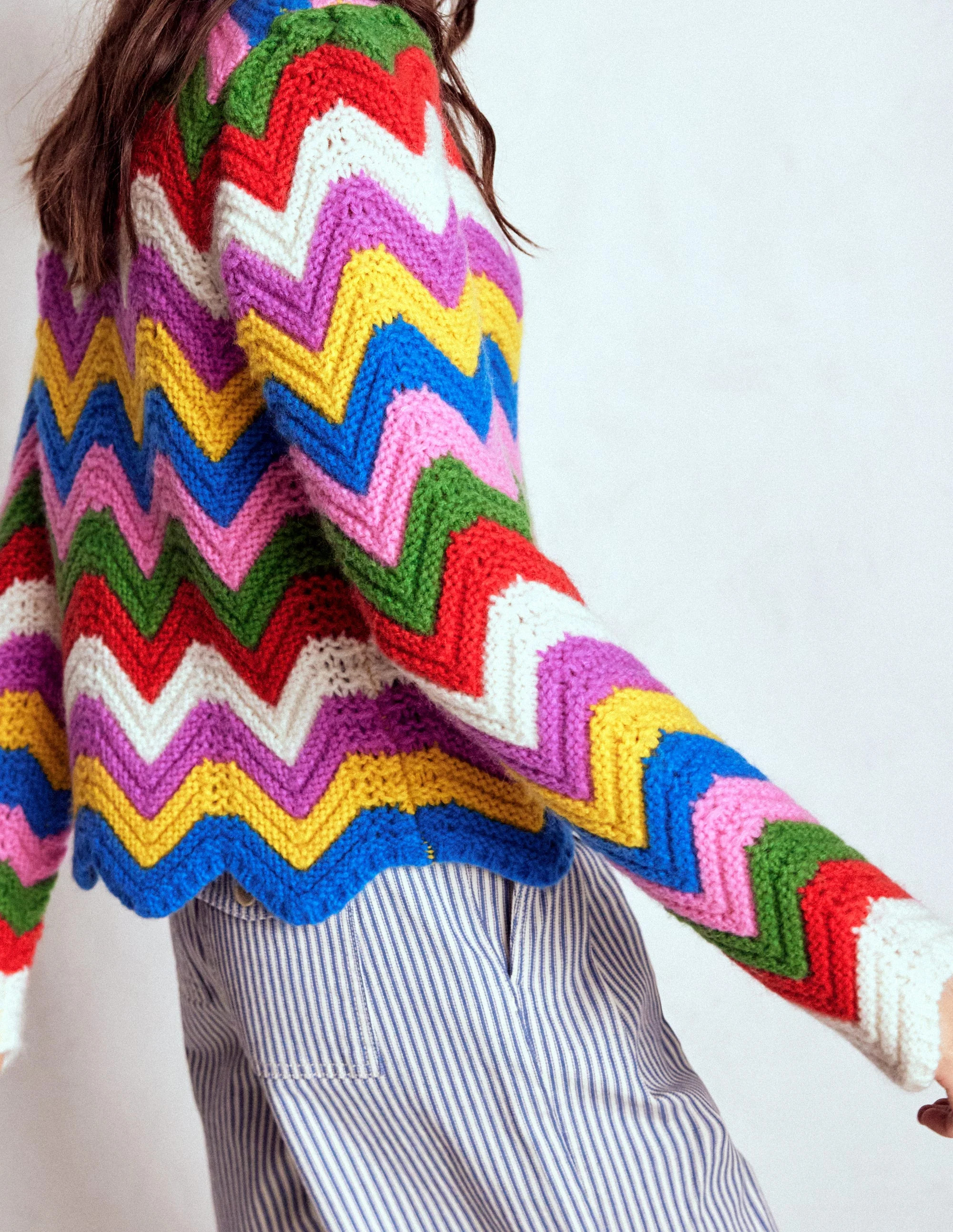 Chunky Chevron Knitted Jacket-Multi, Zig Zag | Boden (US)