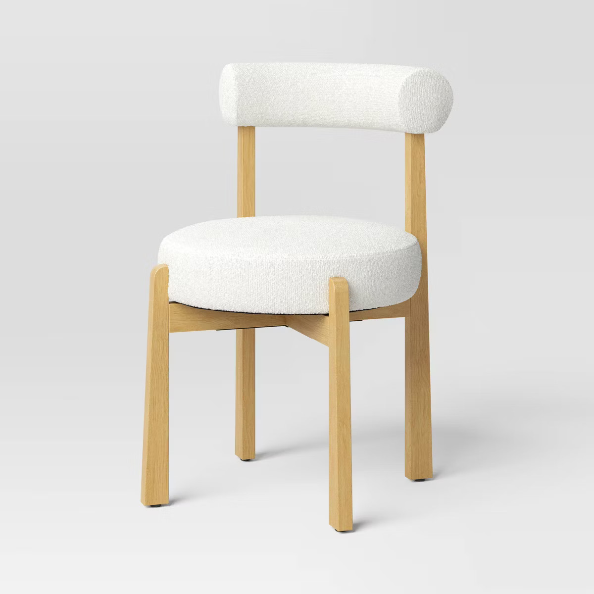 Sculptural Upholstered and Wood Dining Chair Cream Boucle - Threshold™ | Target