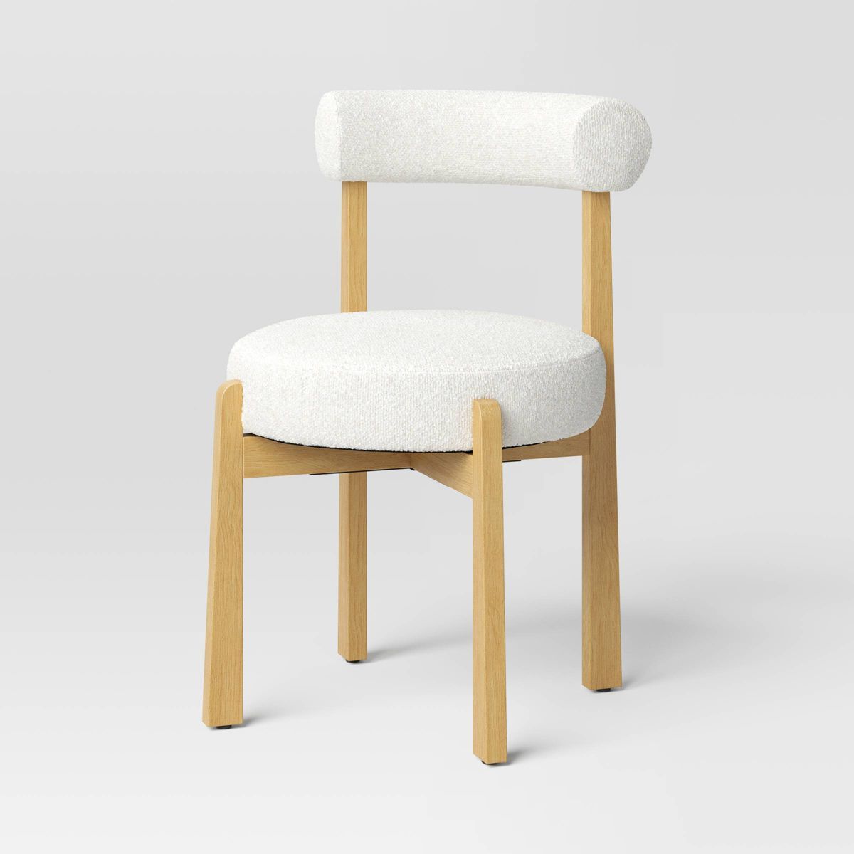 Sculptural Upholstered and Wood Boucle Dining Chair Cream - Threshold™ | Target