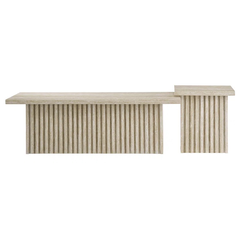 Render Nesting Faux Travertine Coffee Tables Set Of 2 In Travertine | Wayfair North America