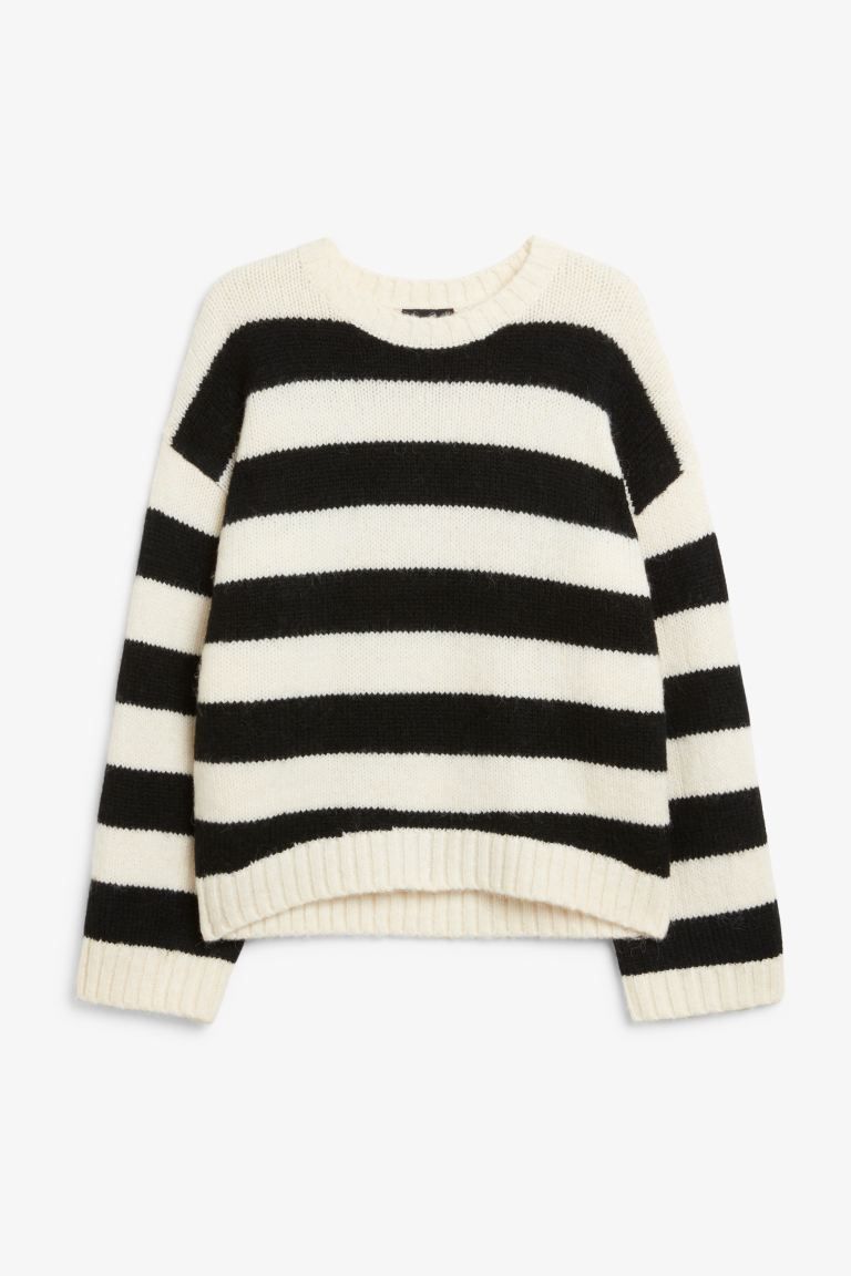 Chunky knit oversized sweater - Black & white stripes - Ladies | H&M GB | H&M (UK, MY, IN, SG, PH, TW, HK)