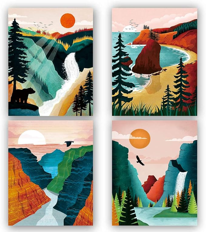 National Park Poster ,National Parks Art Prints,Nature Wall Art,Mountain Print Set Abstract Print... | Amazon (US)
