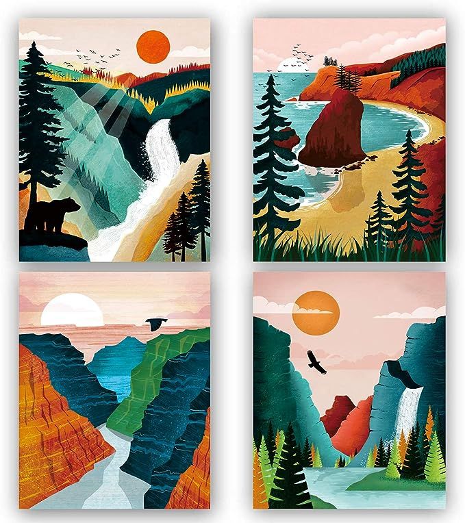 National Park Poster ,National Parks Art Prints,Nature Wall Art,Mountain Print Set Abstract Print... | Amazon (US)
