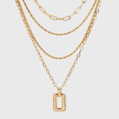 Multi Chain Layered Medallion Multi-Strand Necklace - A New Day&#8482; Gold | Target