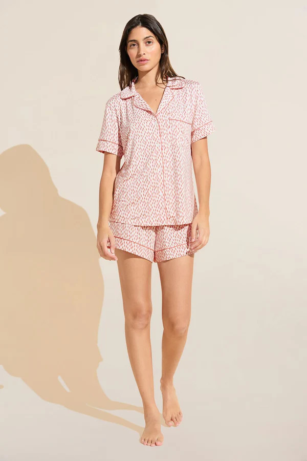Gisele Printed TENCEL™ Modal Relaxed Short PJ Set - Double Diamond Rouge Pink/Rouge | Eberjey