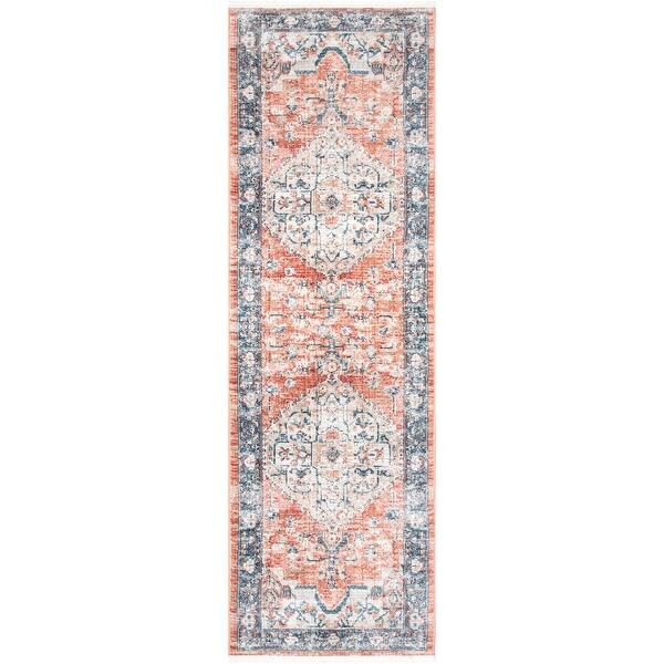 nuLOOM Blasese Orange/Grey Transitional Vintage Medallion Area Rug - 2' x 8' Runner - Orange | Bed Bath & Beyond
