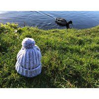Ash Grey Bobble Hat/Chunky Knit Winter Beanie Hat | Etsy (UK)