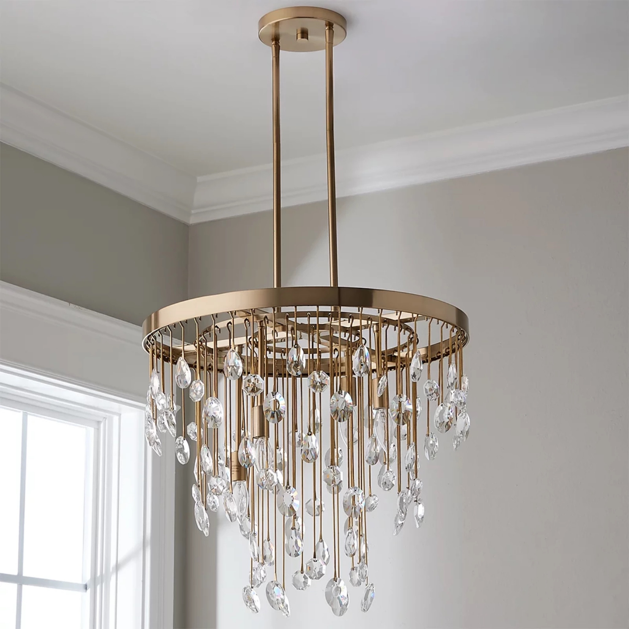 Champagne Bronze Chandelier for above bathtub. Bathroom chandelier. 