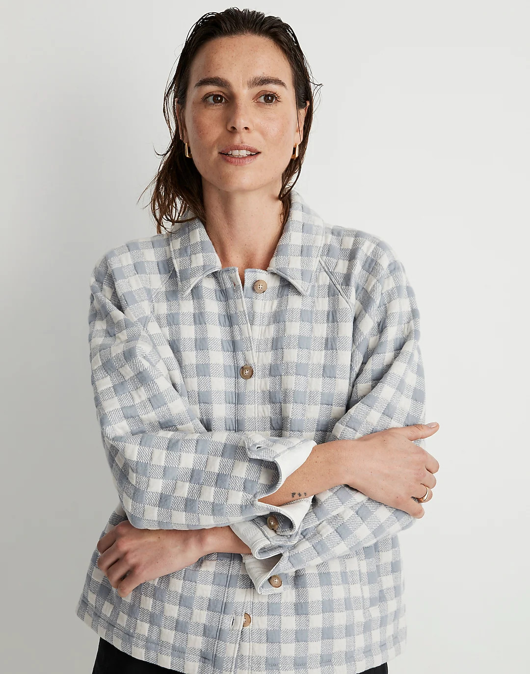 Gingham Quilted Crop Shirt-Jacket | Madewell