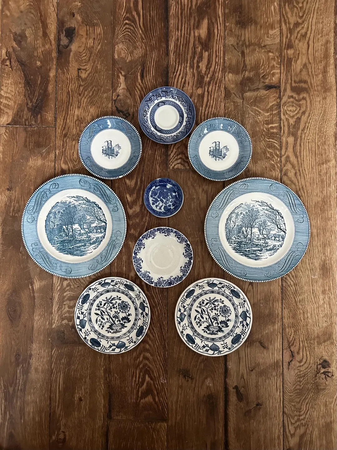 Beautiful set of 9 blue and white vintage or antique plates. gorgeous cottage, English or French ... | Etsy (US)