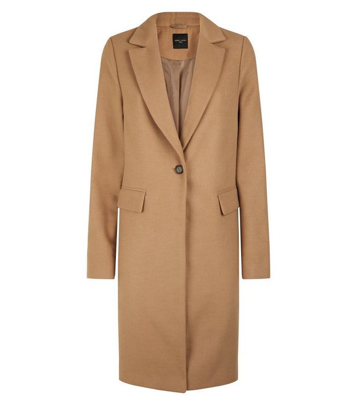 Tall Camel Longline Felted Coat Add to Saved Items Remove from Saved Items | New Look (UK)