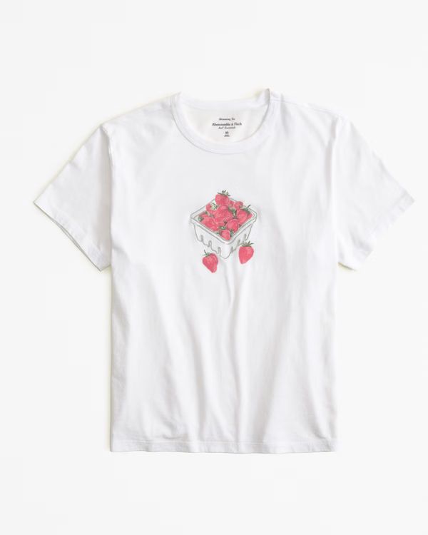 Short-Sleeve Strawberry Graphic Skimming Tee | Abercrombie & Fitch (US)