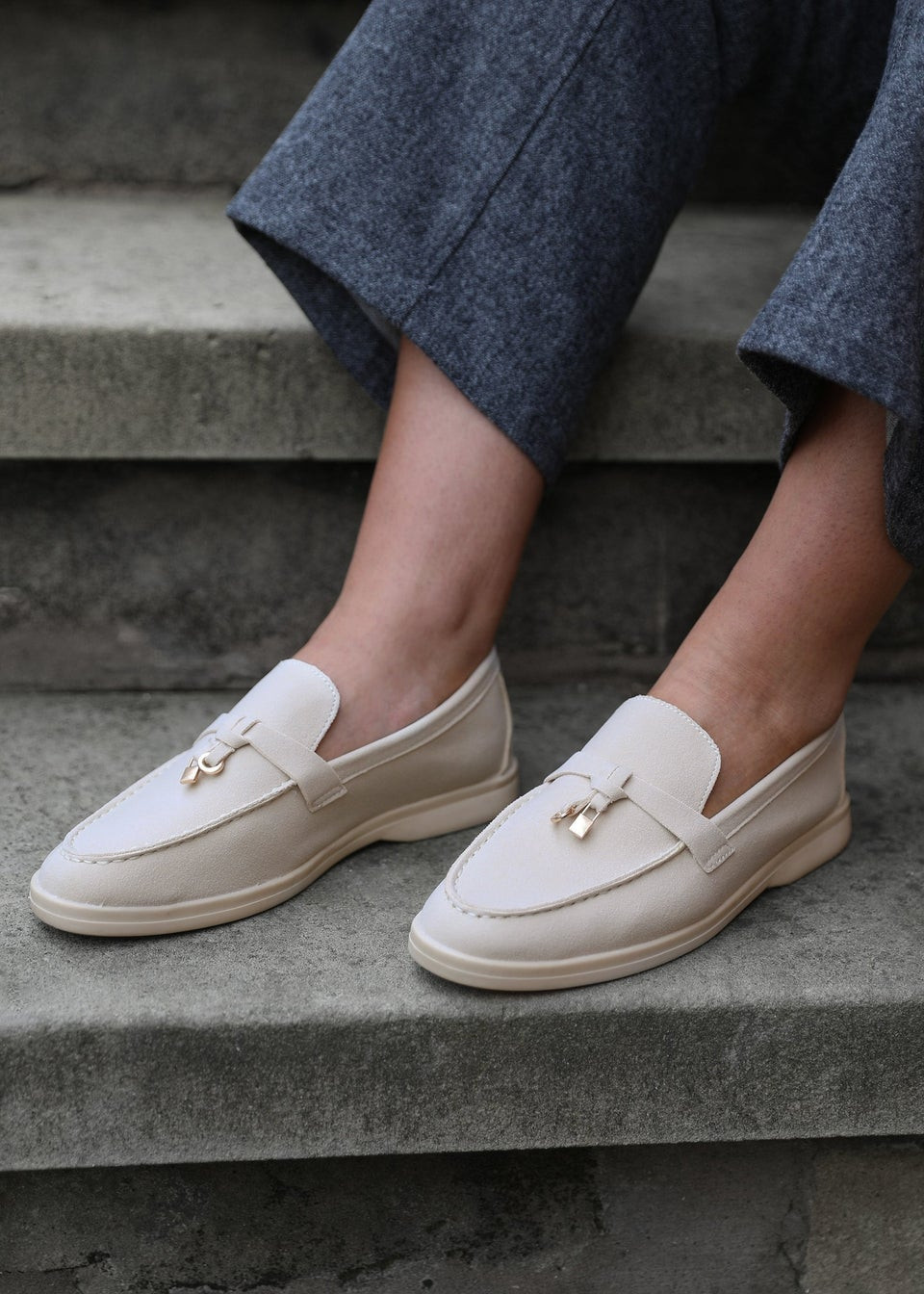 Where's That From Beige Suede Pegasus Slip On Trim Loafers | Matalan (UK)