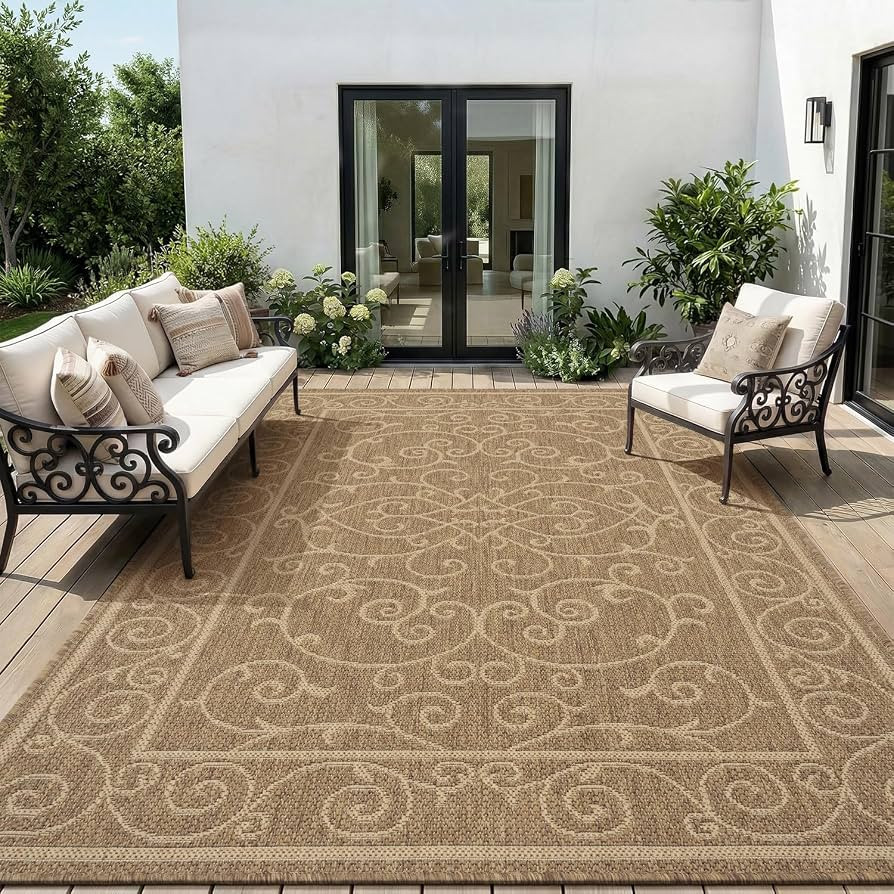 MontVoo-Outdoor Rug-Patio Rug 5x7 ft Polypropylene Indoor Outdoor Rugs Outdoor Carpet for Patio D... | Amazon (US)