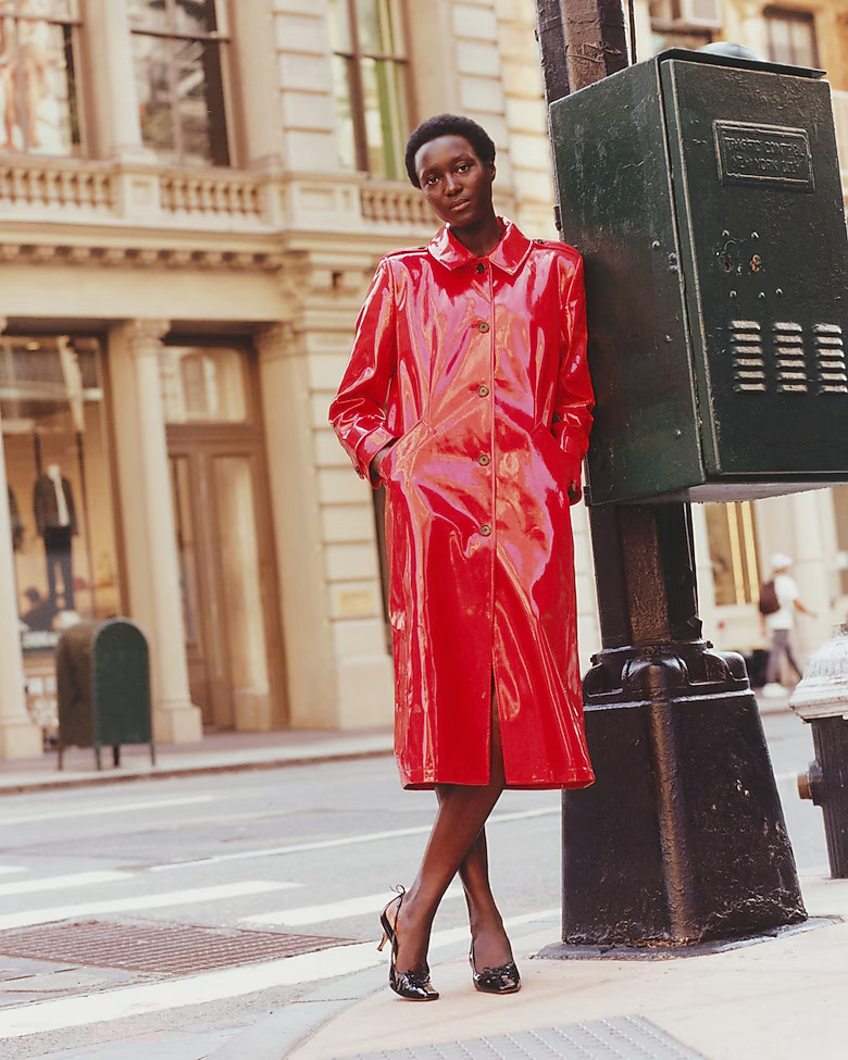 Christopher John Rogers X J.Crew topcoat in red vinyl | J. Crew US