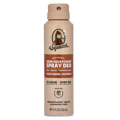 DR. SQUATCH Men's Deodorant Spray - Natural Wood Barrel Bourbon - 4 fl oz | Target