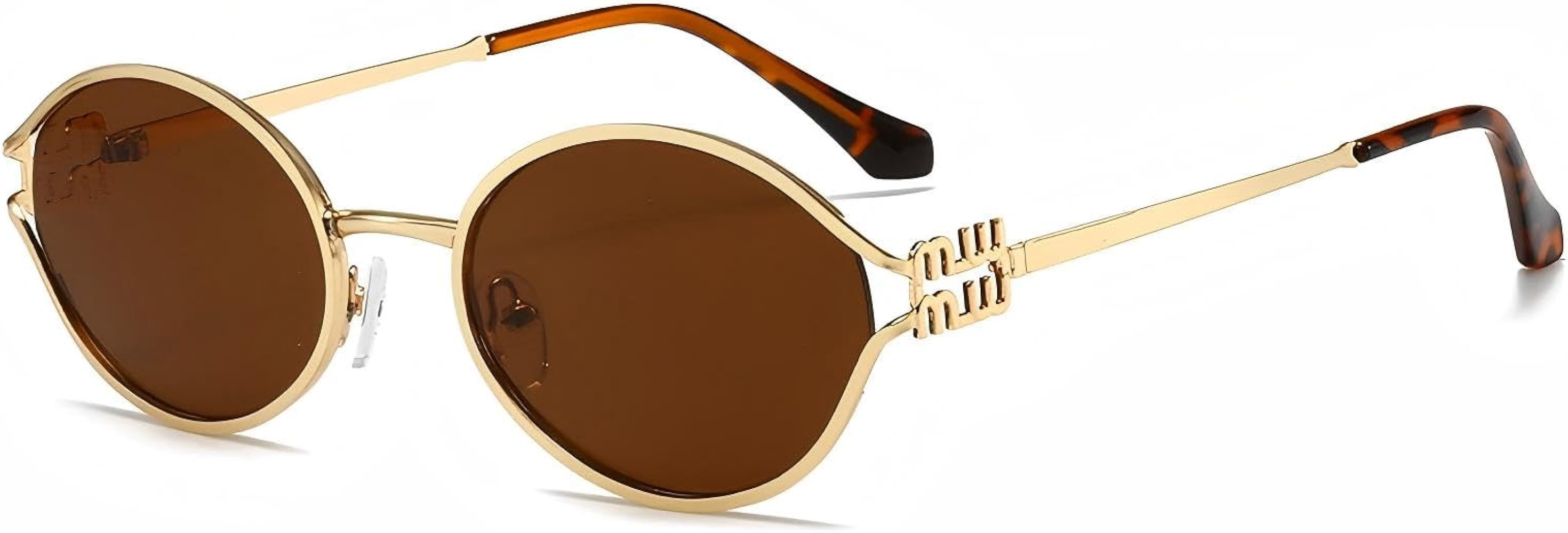 Retro Oval Sunglasses for Women Men Trendy Gold Metal Cute Chic Small Round Sun Glasses Sunnies | Amazon (CA)