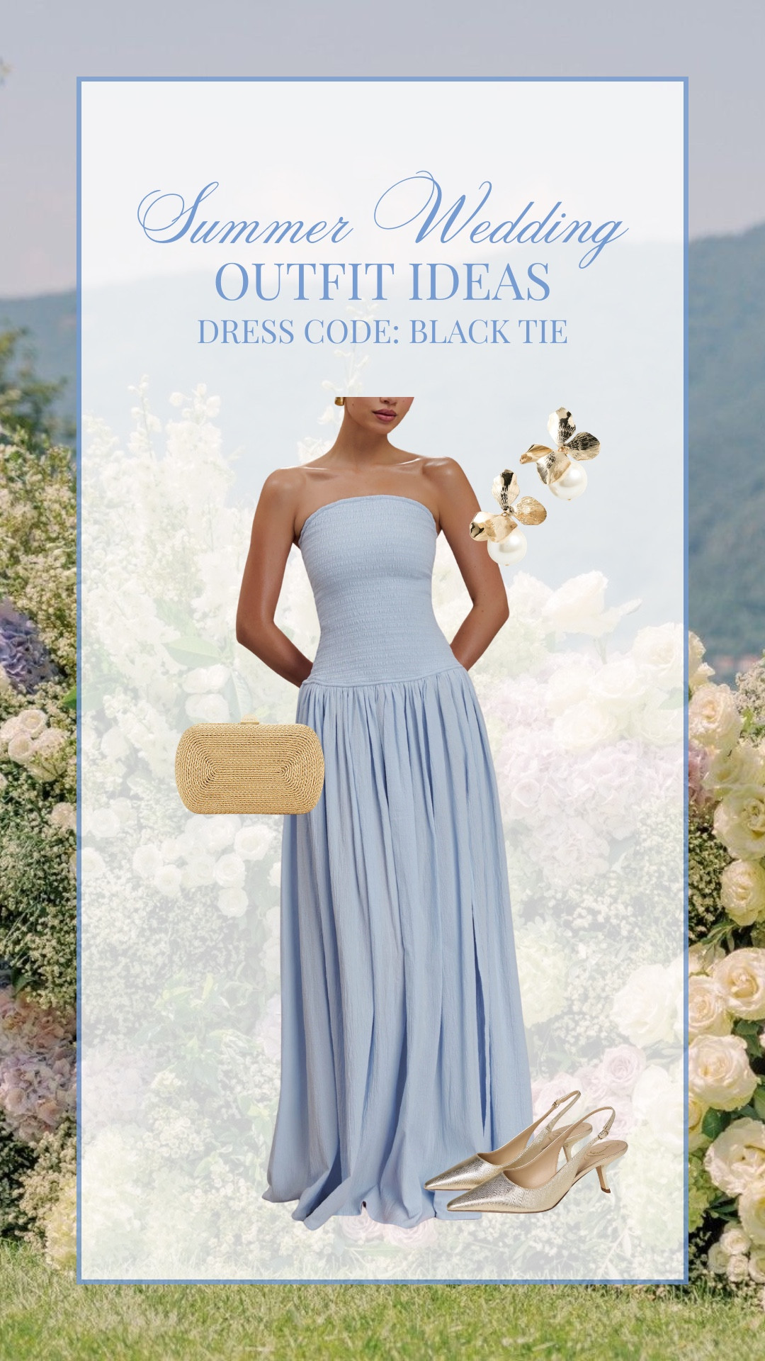 Summer black tie wedding guest outfit idea!