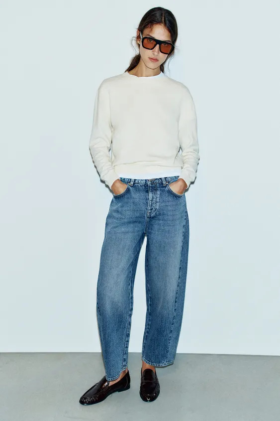 Z1975 HIGH-RISE BARREL JEANS WITH SEAMS | Zara Canada