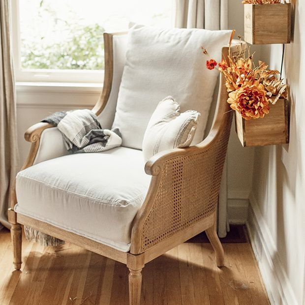 Neutral Classics Cushioned Armchair | SHIPS FREE | Antique Farm House