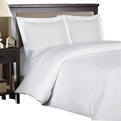 Royal Hotel Bedding King Size Bedding Set 8 Piece Bed in a Bag, 600 TC 100% Cotton Sheets, Down Alternative Comforter, White Striped, Duvet Cover Set | Amazon (US)