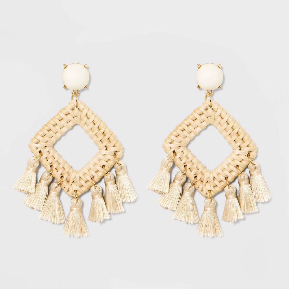 SUGARFIX by BaubleBar Tassels Crochet Drop Earrings - Ivory, Women's | Target
